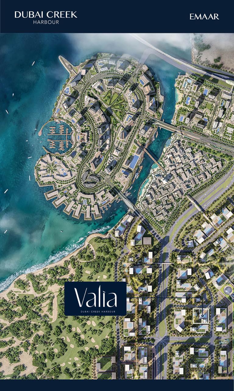 Valia location map within the Dubai Creek Harbour masterplan