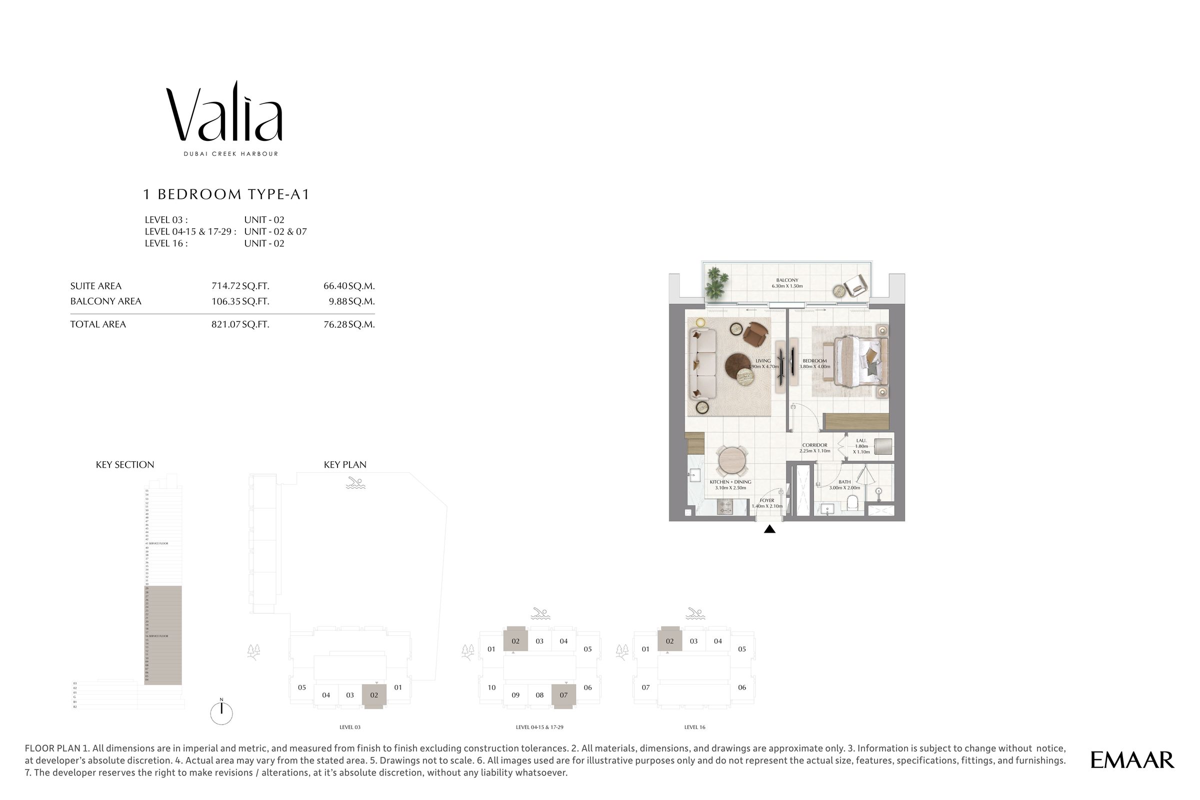1 bedroom floor plan — Type A1