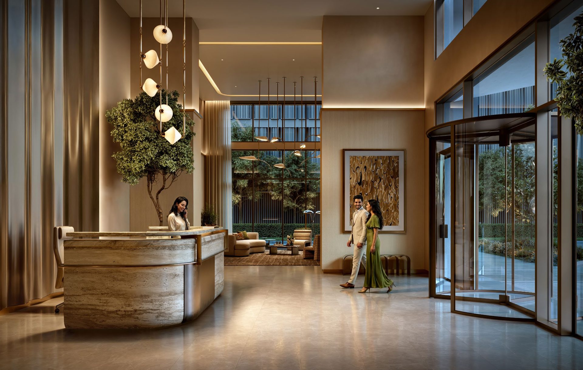 Grand high-ceiling arrival lobby