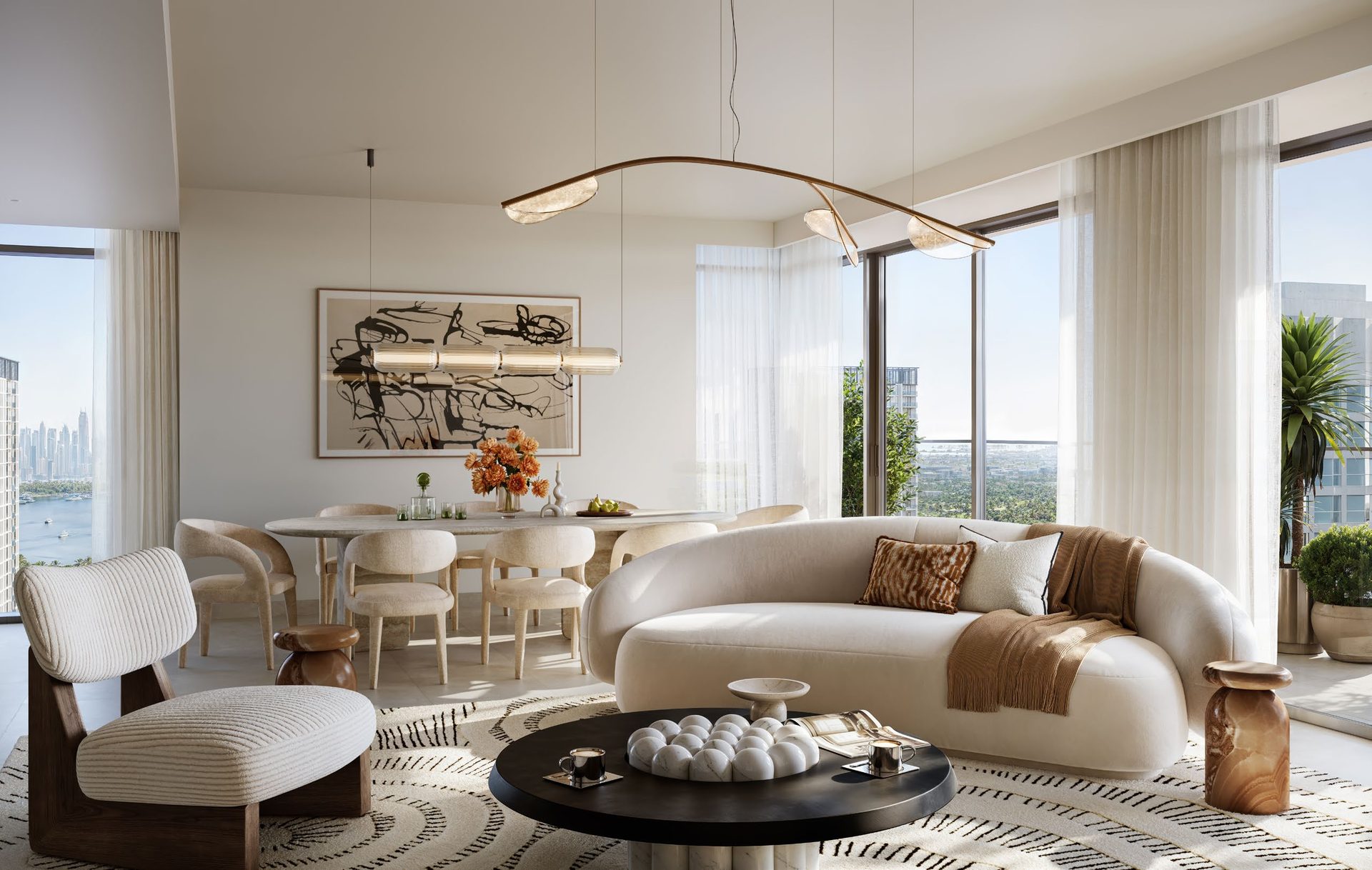 Light-filled living and dining space